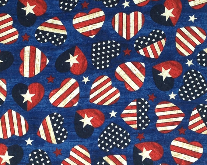 Patriotic Navy Blue With Stars and Stripes Inside Hearts, by Timeless ...