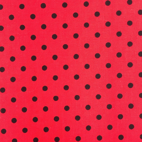 From The Ladybug Collection Per Yard Red with black polka Dots By Timeless Treasure, 100% cotton fabric