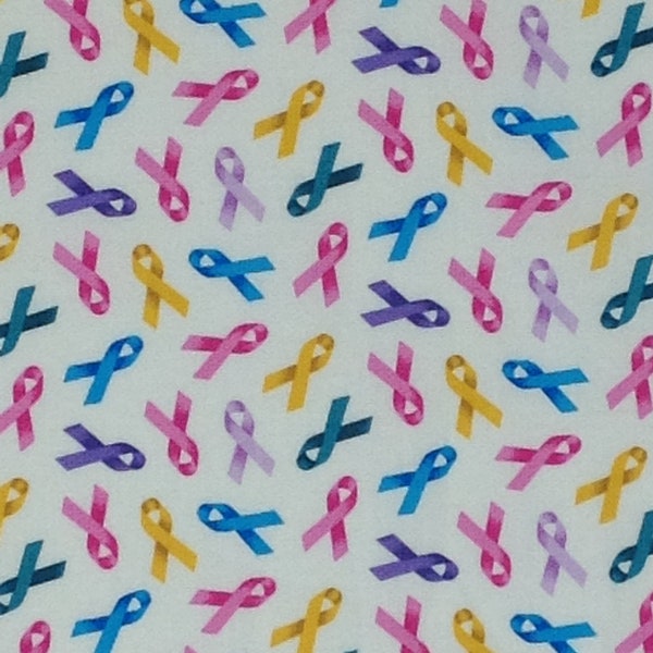 Cancer Awareness White Multi Color Cancer Ribbons By Elizabeth's Studio, Small Cancer Ribbon Print
