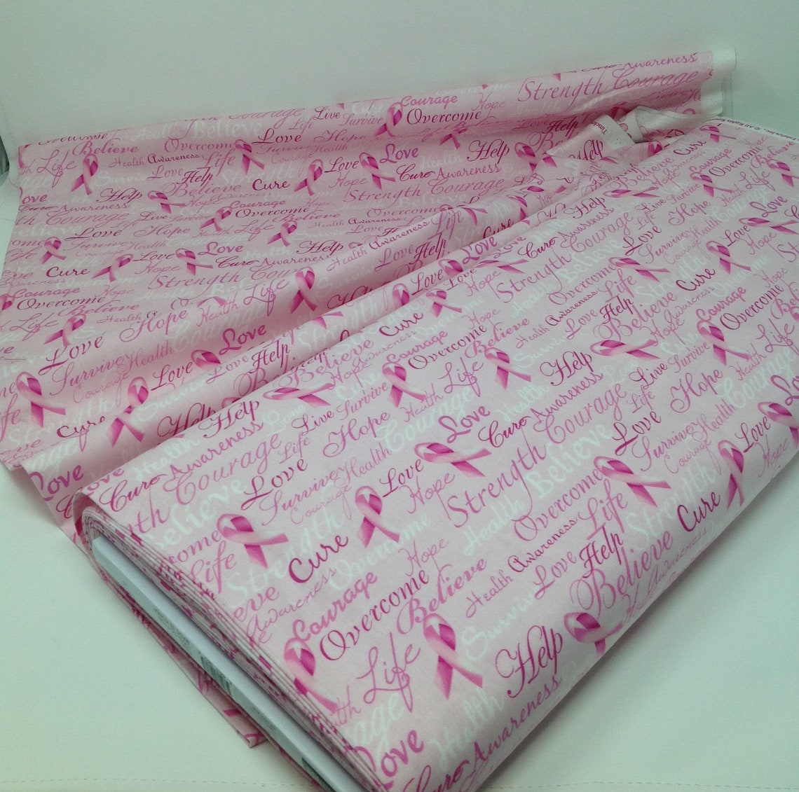 Cancer Pink Ribbon Fabric 100 Cotton Fabric by Timeless Etsy Sweden