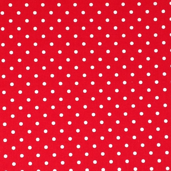 Red with White Polka Dots, By Timeless Treasure Polka Dot Collection, 100% Cotton Fabric