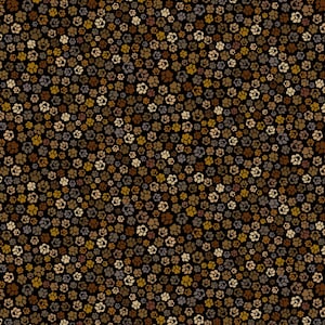 May include: A seamless pattern of brown, beige, and gray paw prints on a black background.