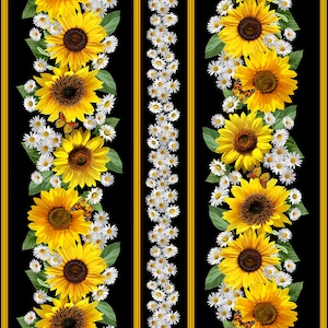 From Advise From A Sunflower Collection, Sunflower & Butterflies strip 11&quot; Repeat, Digital Print by Timeless Treasure, all cotton