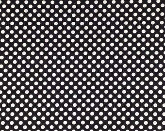 Small Dot from Riley Blake Designs, 100% Cotton White Polka Dots on Black