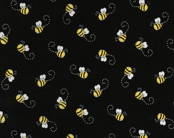 Bees from You Are My Sunshine Collection by Timeless Treasure, 100% Cotton, Bees on Black Material