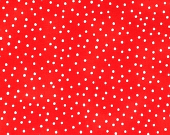 Red Polka Dot Fabric, Dinky Dots, 100% Cotton, Loralie Designs