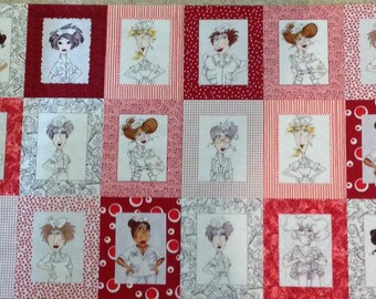 Nifty Nurses Fabric Panel by Loralie Designs, 100% Cotton, 18 Nurse images, Currently out of print