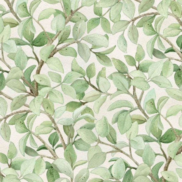 Cream Branches from Beautiful Bird Collection by Elizabeth Studios, Coordinating fabric for the Bird Fabric, 100% Cotton