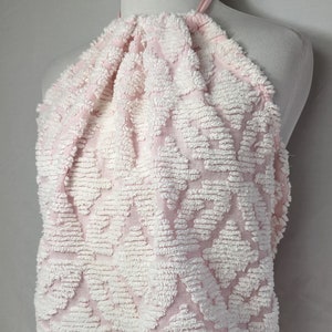 Vintage Upcycled Pink and White Chenille Halter Top