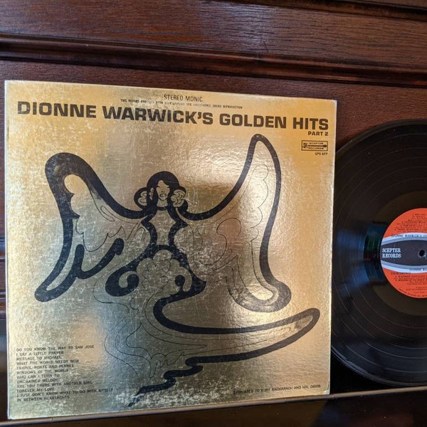 Vintage Original  1970 Dionne Warwick Golden Hits Part 2 Collectors Series Circa 1968 Dedicated to Burt Bacharach and Hal David Vinyl Record