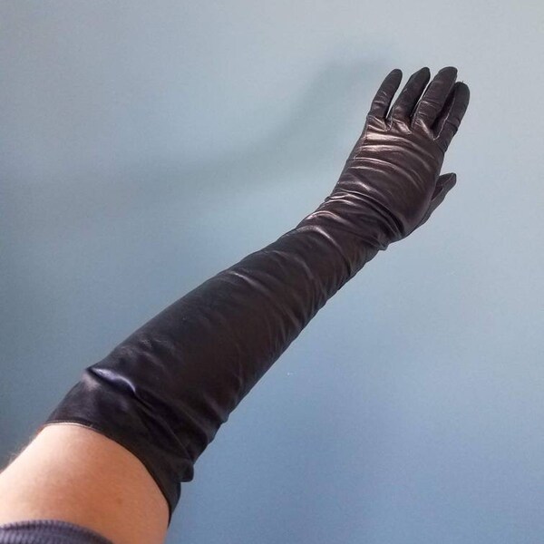 Vintage French Black Leather Gloves