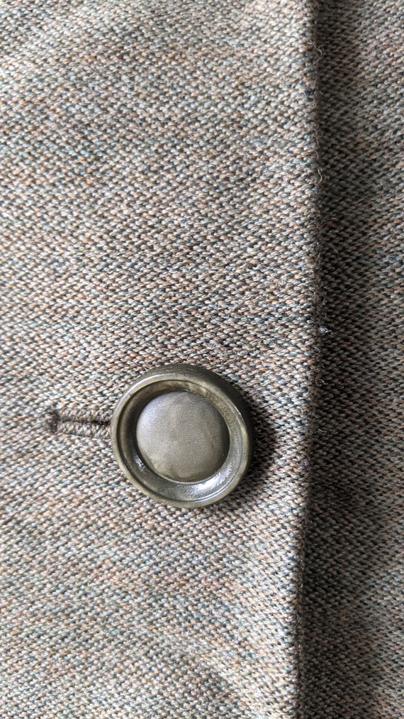 Vintage 50s 60s Olive Green Floral Tweed Jacket B… - image 5
