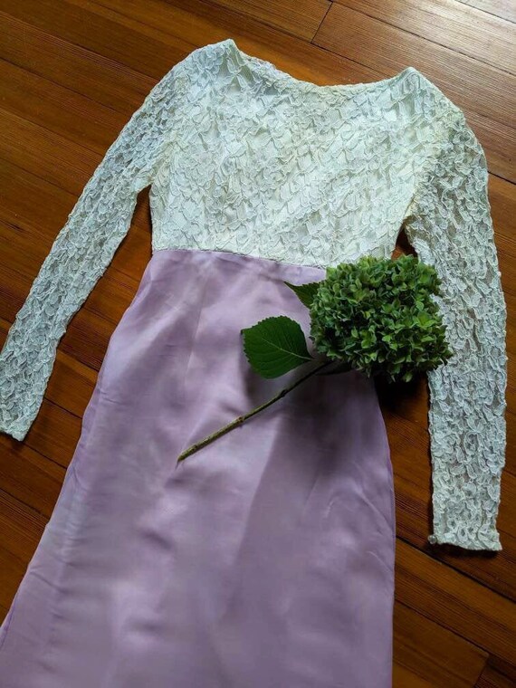 Vintage 60s 70s Lace and Chiffon Lilac Lavender P… - image 7