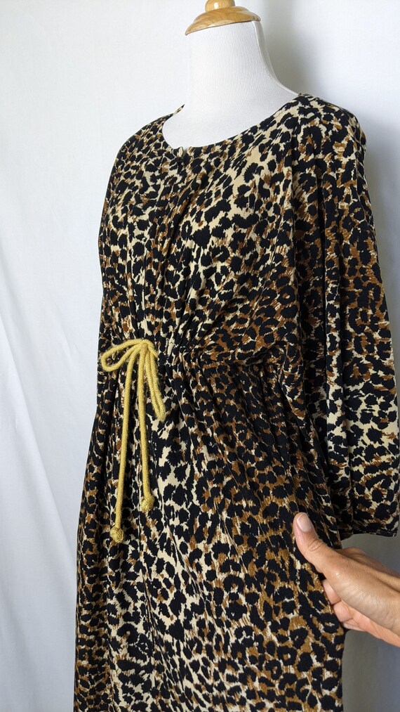 Vintage Leopard Animal Print Flannel House Dress … - image 7
