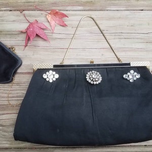 50s // 60s Vintage Black Art Deco Style Purse/Clutch image 1