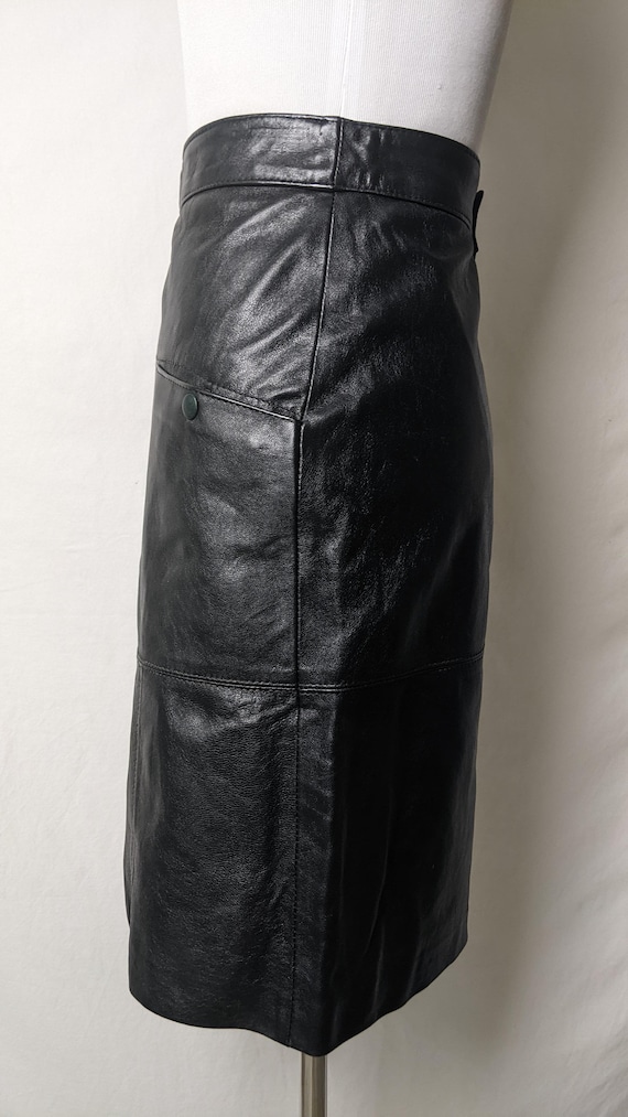 Vintage Black Genuine Leather Short Skirt - image 7