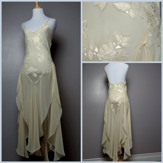 Vintage Cream Floral Lingerie Nightgown