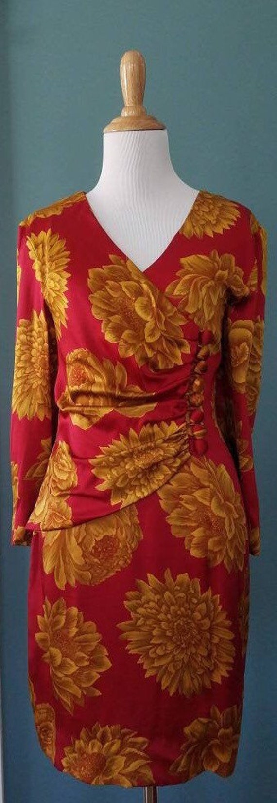 Vintage 40s Floral Silk Dress Vintage 80s Silk Re… - image 6