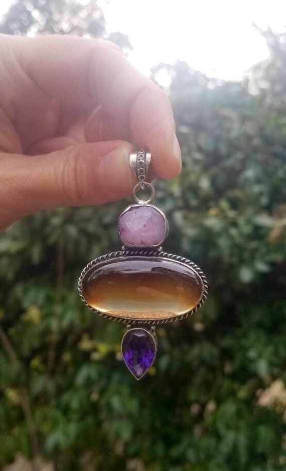 Sterling Silver & Semi Precious Pendant - image 2