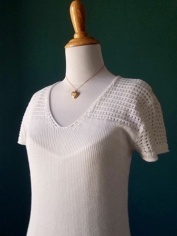 Vintage 20s // 30s // 40s Style White Knit Dress