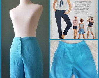 60s Vintage Bobbie Brooks Surfside Jamaica Walkers Board Aqua Blue / Turquoise Blue Shorts