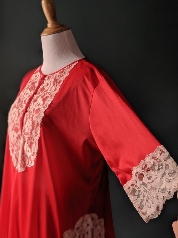 Vintage 60s 70s Red and White Lace Valentines Day… - image 6