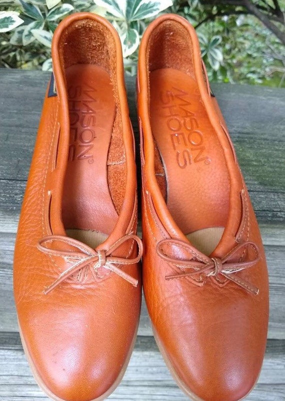 70s Vintage Cognac Leather Mason Brand Wedge Shoes - image 2