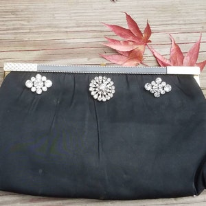 50s // 60s Vintage Black Art Deco Style Purse/Clutch image 3