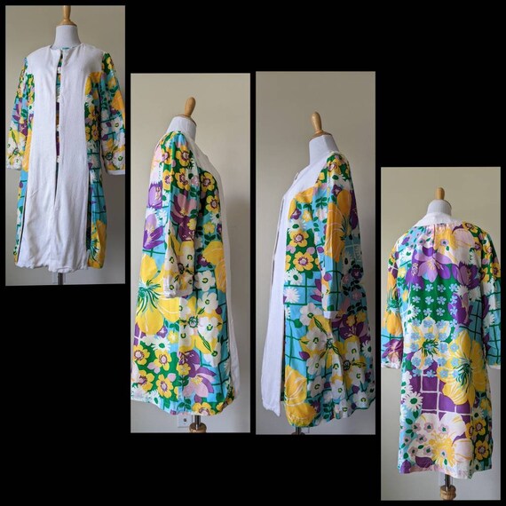 Vintage 50s 60s 2 piece floral dress and reversib… - image 8