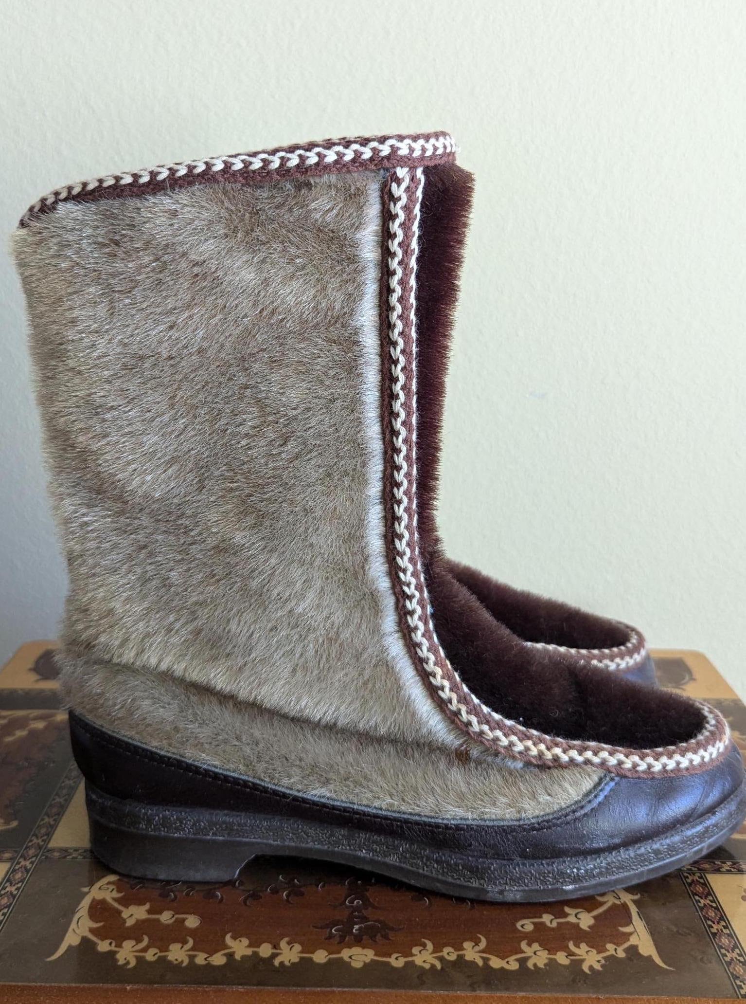 Vintage 70s Snowland Faux Fur Shearling Winter Snow Boots - Etsy