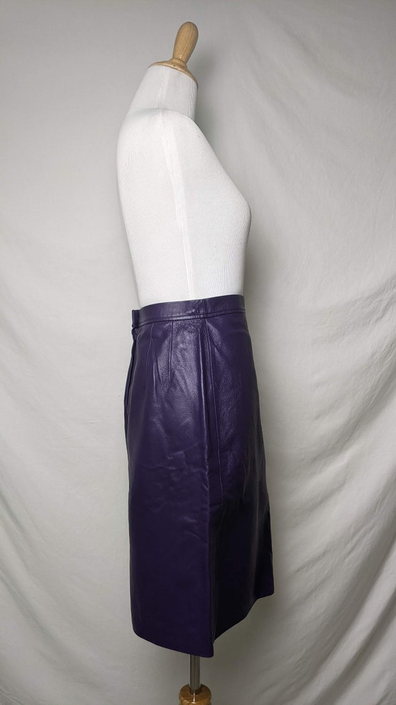 Vintage 90s Purple Genuine Leather Skirt - image 8