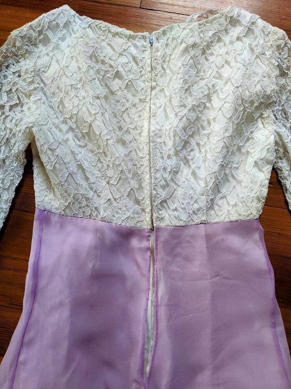 Vintage 60s 70s Lace and Chiffon Lilac Lavender P… - image 8