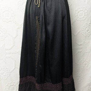 Antique Victorian Black Silk Brown Lace Petticoat Skirt image 5