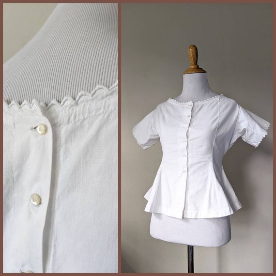 Antique Victorian Edwardian Embroidered Cotton Co… - image 1