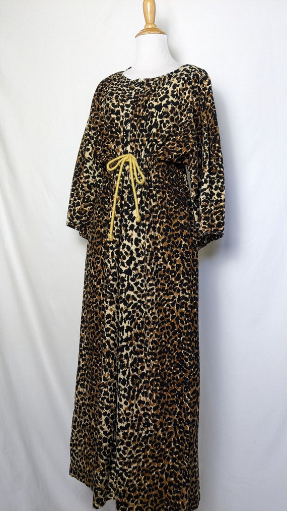 Vintage Leopard Animal Print Flannel House Dress … - image 2