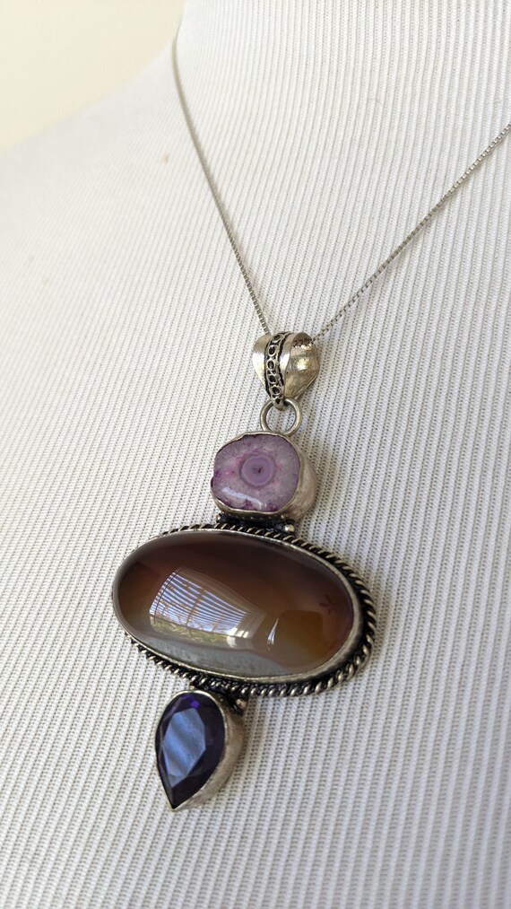 Sterling Silver & Semi Precious Pendant - image 7