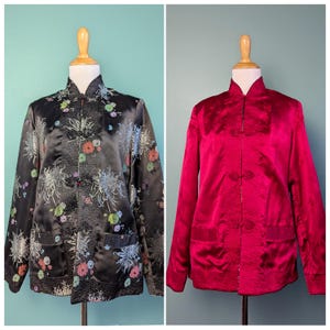 Vintage silk reversible red and black Asian Chinese jacket