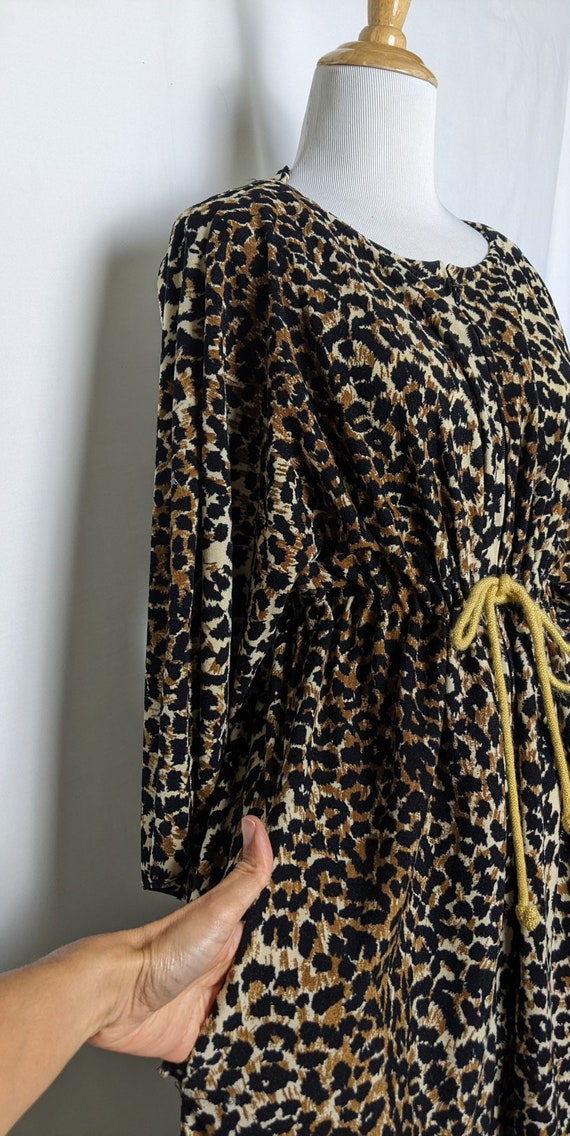 Vintage Leopard Animal Print Flannel House Dress … - image 6