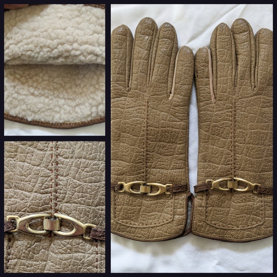 Vintage 70S Faux vegan Leather Shearling Lined Glo