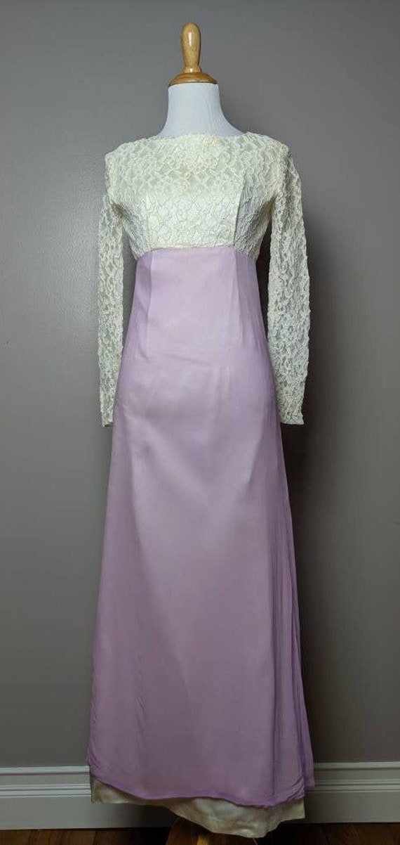 Vintage 60s 70s Lace and Chiffon Lilac Lavender P… - image 6