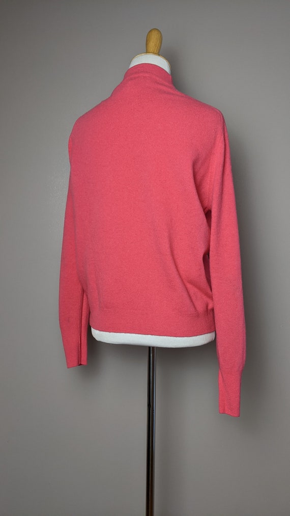 Vintage 50s 60s Bright Pink Hot Pink Wool Knit Sw… - image 8