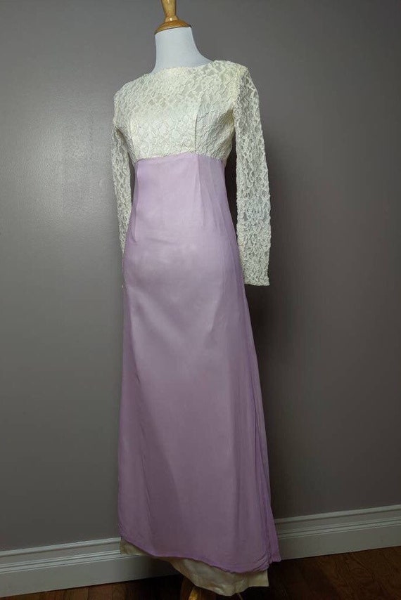 Vintage 60s 70s Lace and Chiffon Lilac Lavender P… - image 4