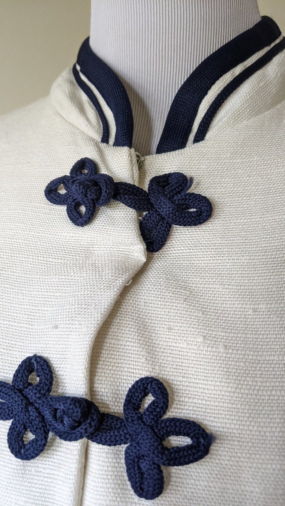 Vintage Retro 1960s white and navy blue Lord & Ta… - image 3