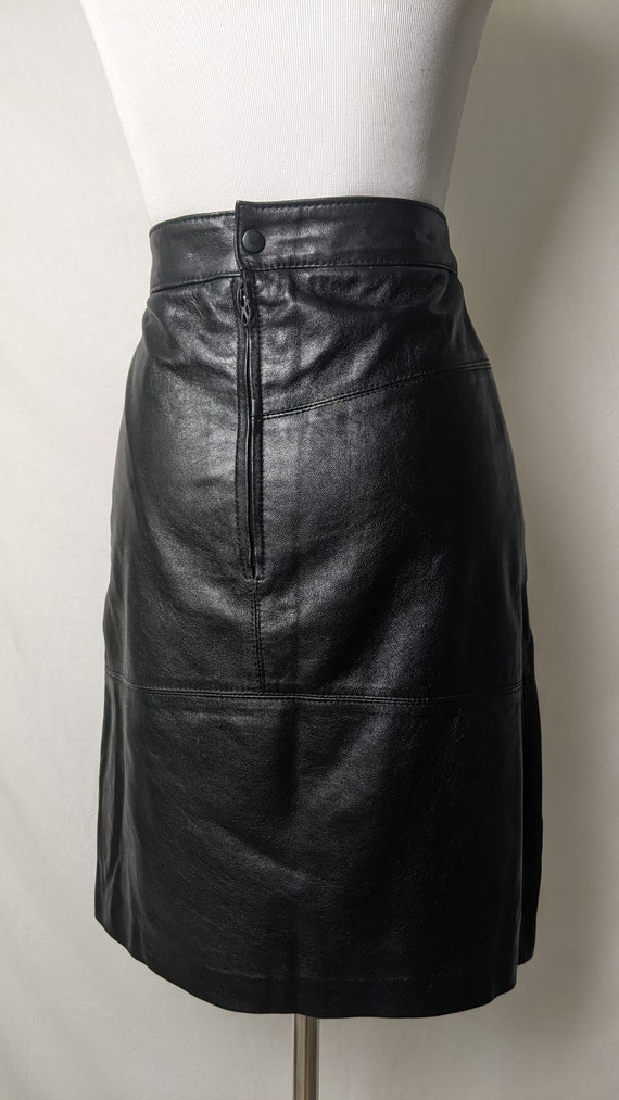 Vintage Black Genuine Leather Short Skirt - image 6