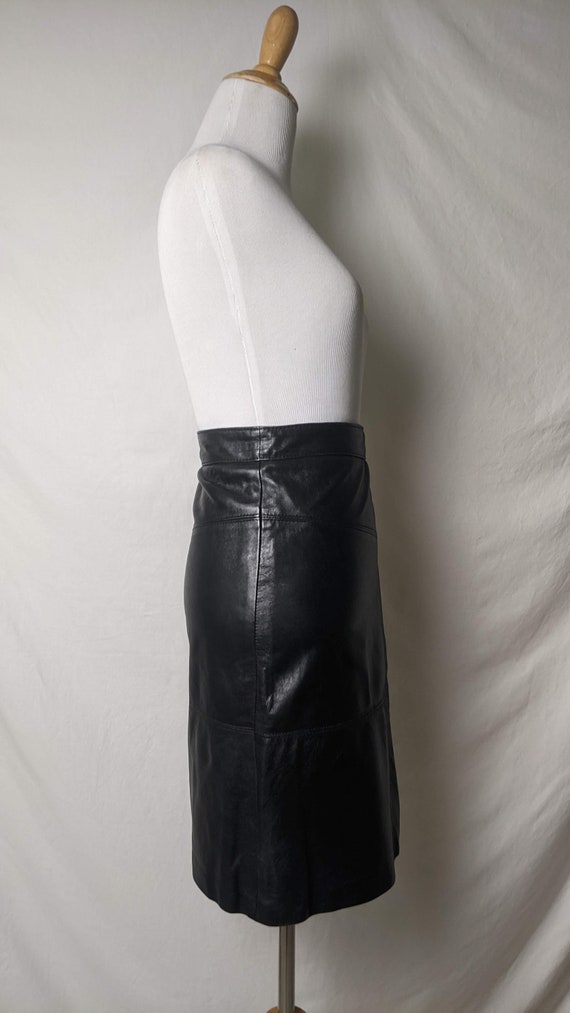 Vintage Black Genuine Leather Short Skirt - image 4