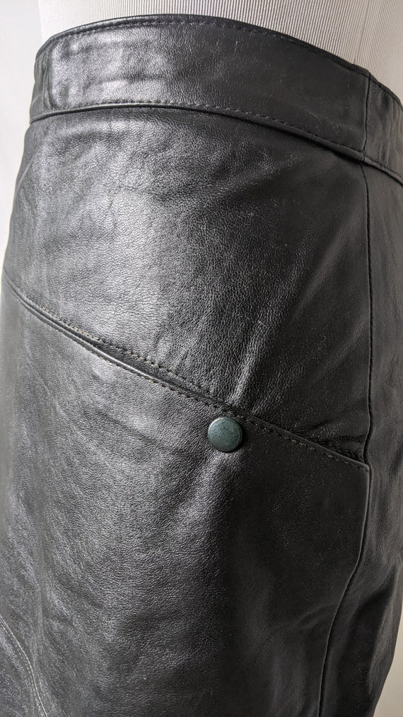 Vintage Black Genuine Leather Short Skirt - image 10