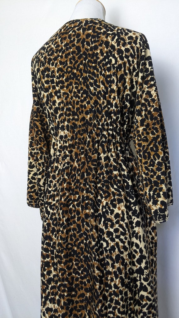 Vintage Leopard Animal Print Flannel House Dress … - image 9