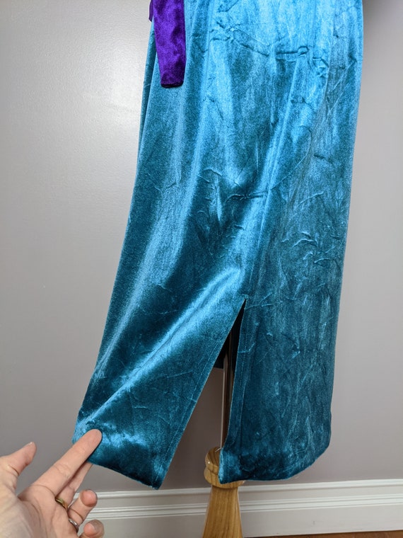 Vintage 70s Velvet Velour Teal and Purple Belt Sa… - image 8