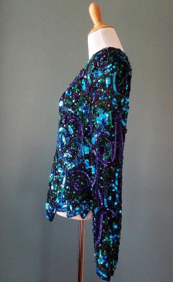 Vintage 80s Blue Black Green Purple Celestial Sta… - image 6