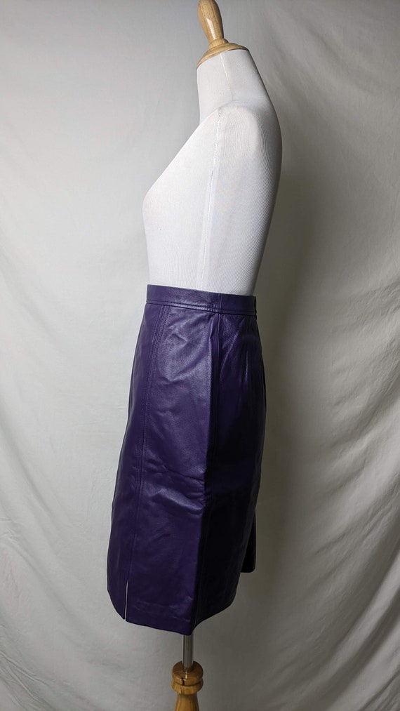 Vintage 90s Purple Genuine Leather Skirt - image 7